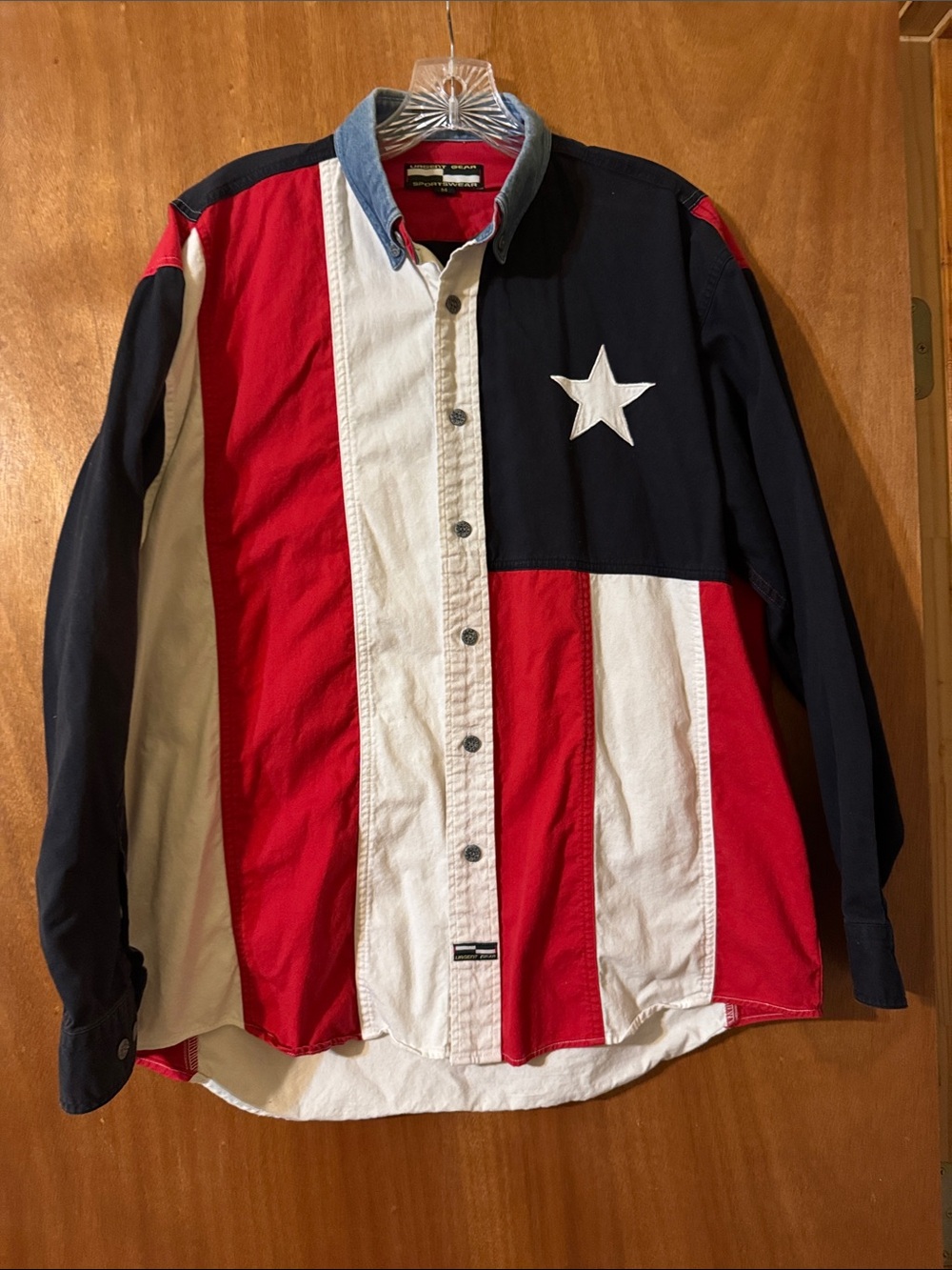 Urgent Gear patriotic, flag-inspired Shirt, Star, red, white, blue collar (mlb